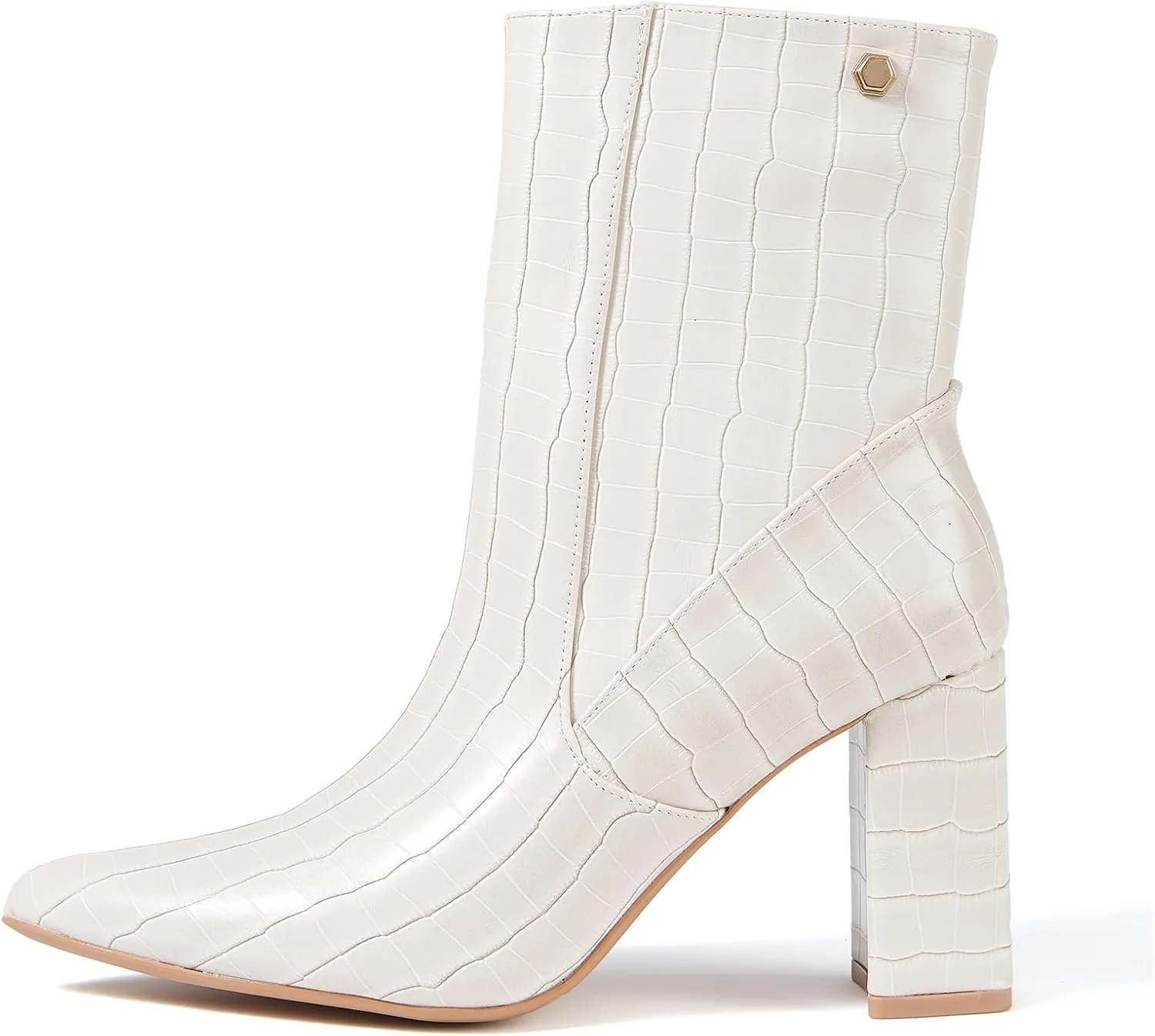 Women’s Chunky Block Heel Ankle Boots Pointed Toe, Side Zipper, Mid Calf, Comfortable & Versatile Short Booties