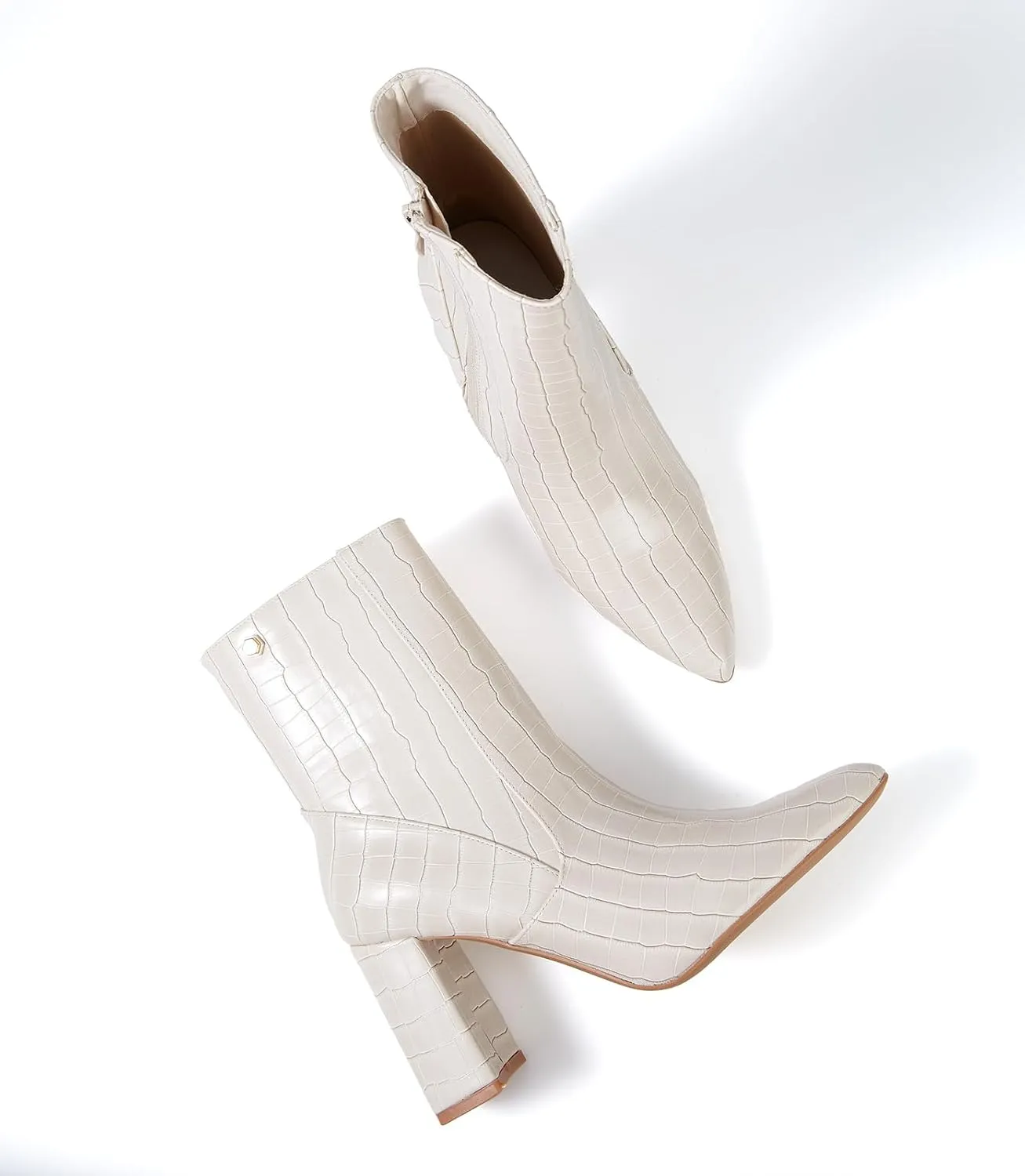 Women’s Chunky Block Heel Ankle Boots Pointed Toe, Side Zipper, Mid Calf, Comfortable & Versatile Short Booties