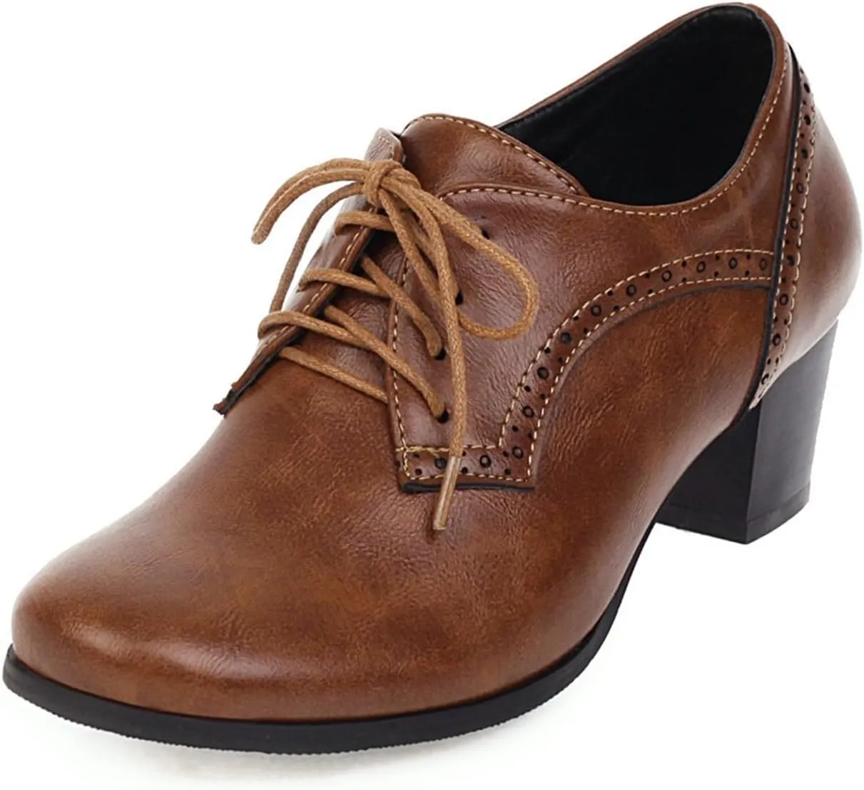 Women's Chunky Heel Wedges Retro Solid Color Casual Shoes for Spring Summer with Fixed Design Comfortable for