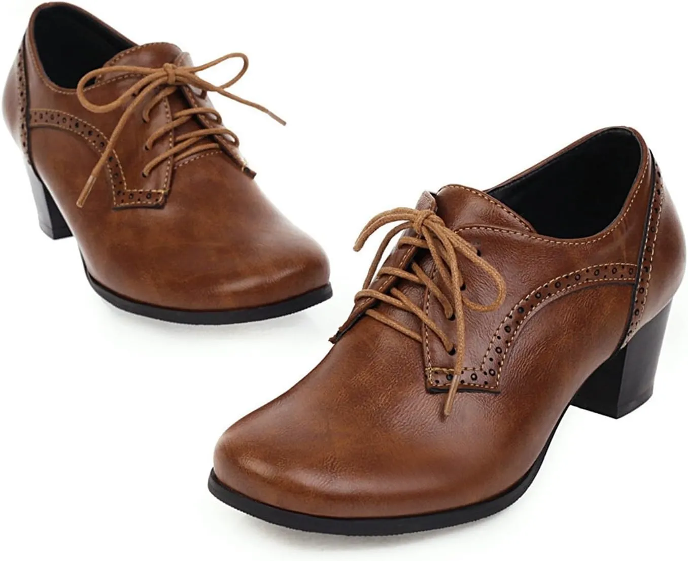 Women's Chunky Heel Wedges Retro Solid Color Casual Shoes for Spring Summer with Fixed Design Comfortable for