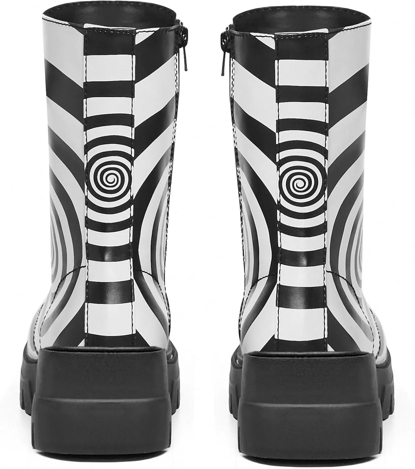 Women's Combat Boot Zebra Platform Ankle Adjustable Lace-Up Vamp Inside Zipper Fashion Party Boots