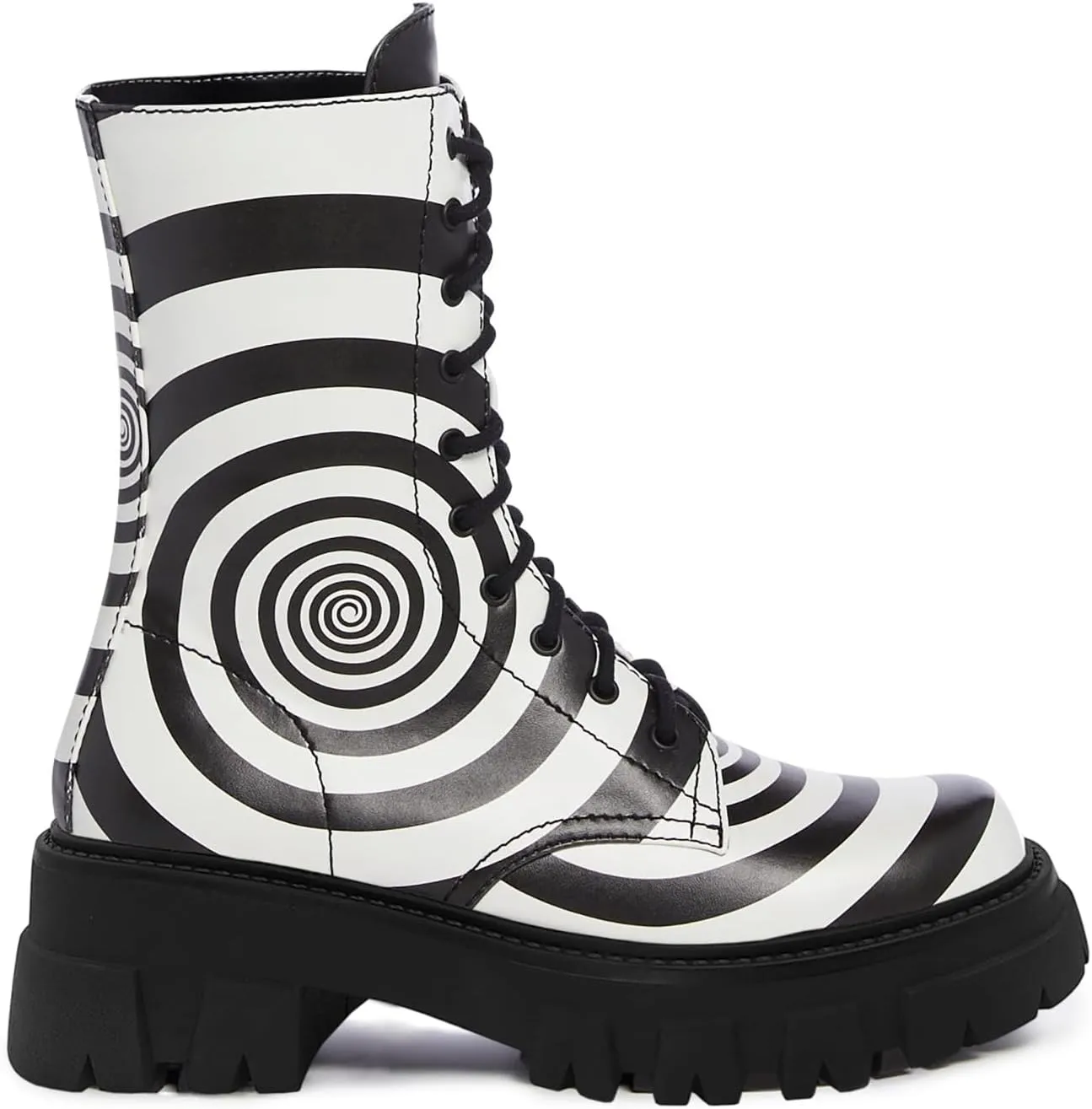 Women's Combat Boot Zebra Platform Ankle Adjustable Lace-Up Vamp Inside Zipper Fashion Party Boots