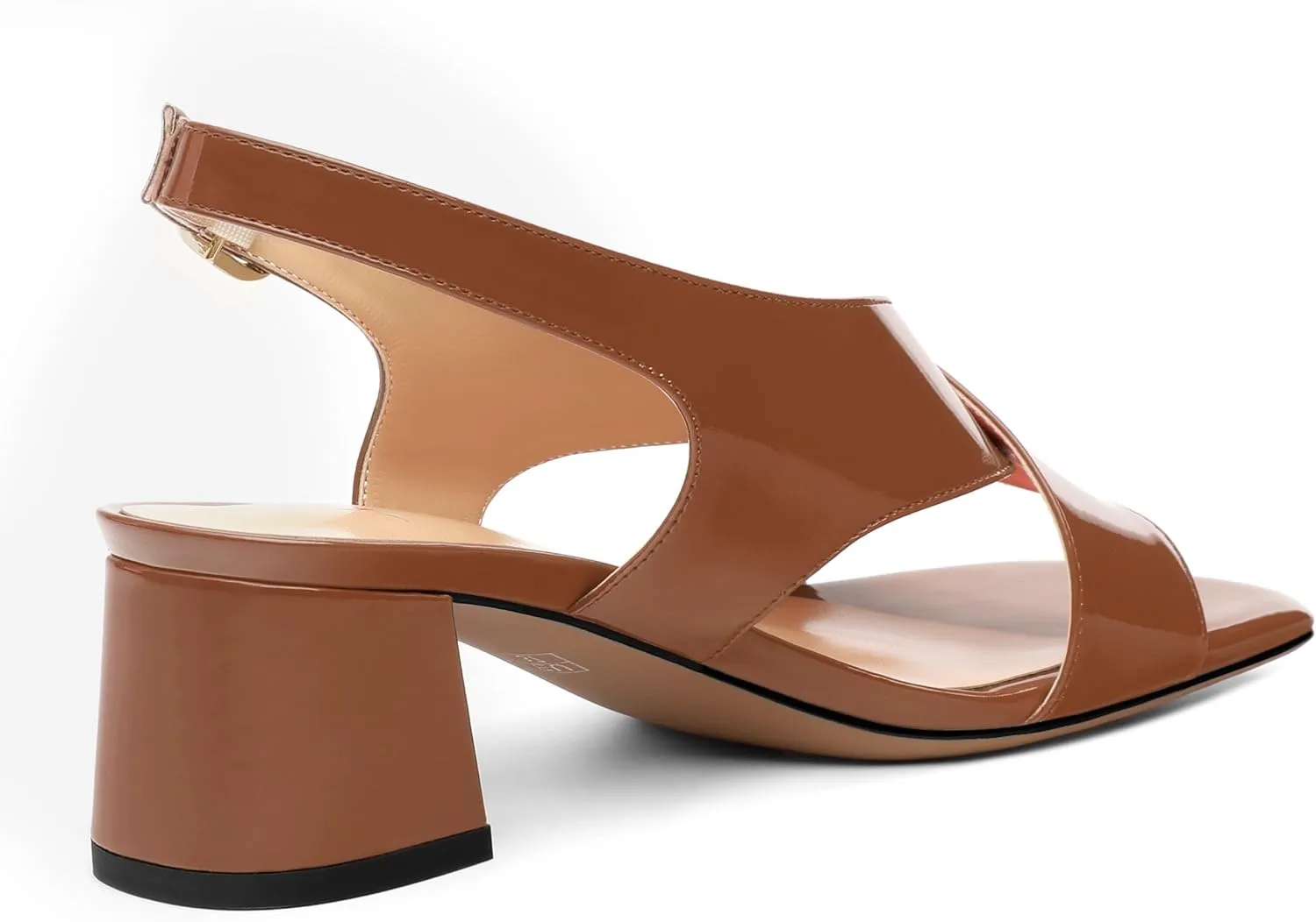 Women's Criss Cross Sandals Square Open Toe Block Chunky Low Heel Slingback Ankle Strap Adjustable with Buckle Patent Dating Fashion Dress Shoes 2 Inch