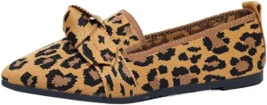 Women's Fashion Leopard Print Bow Decorated Slip on Moccasins, Casual Comfortable Pointed Toe Flat Shoes for Daily Wear, Lightweight Breathable Shoes for All Seasons