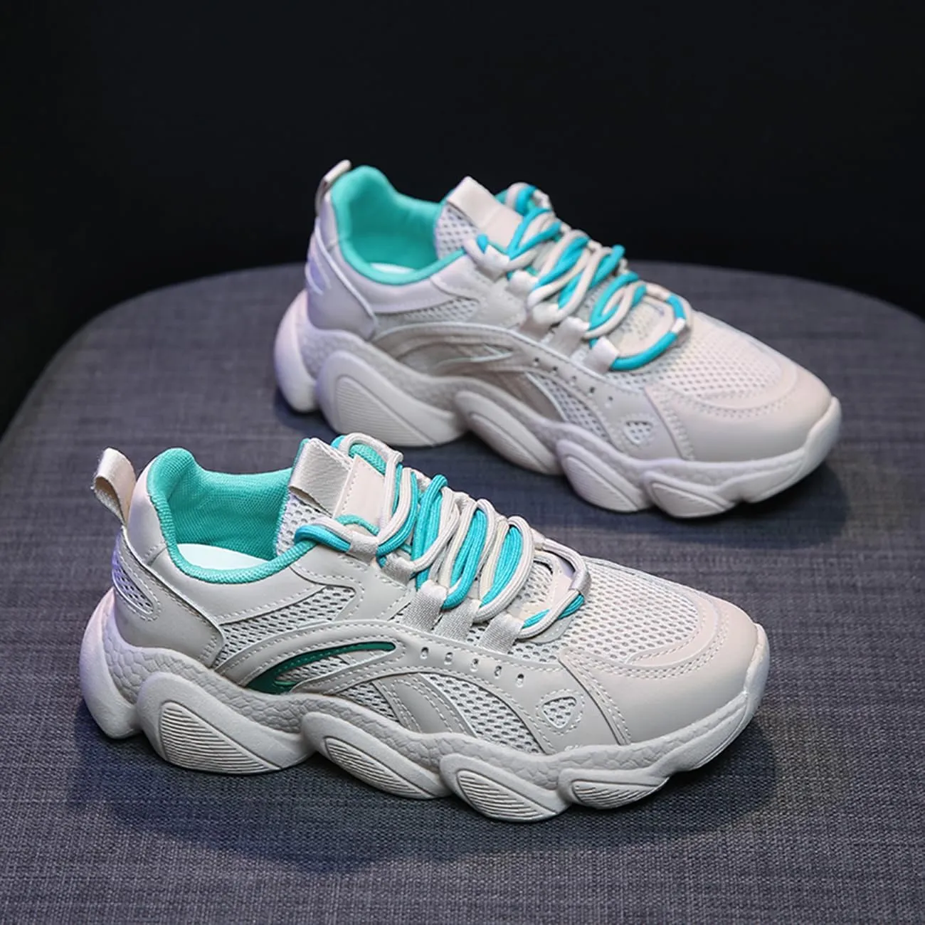 Women's Fashion Platform Sneakers Colorful Breathable Mesh Casual Jogging Walking Shoes