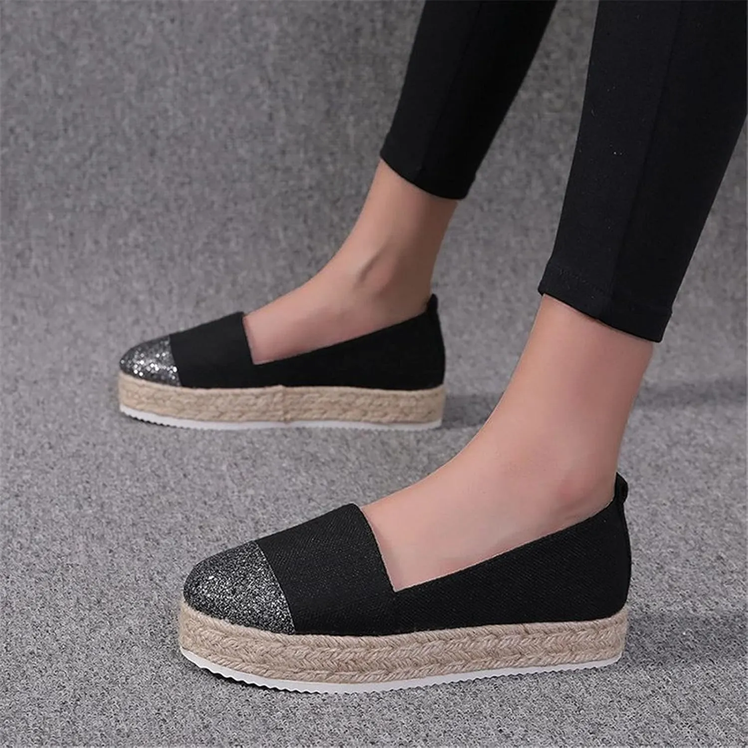 Women's Fashion Solid Casual Shoes Rope Canvas Platform Color Shoes Woven Women's casual shoes Casual Mens Walking Shoes