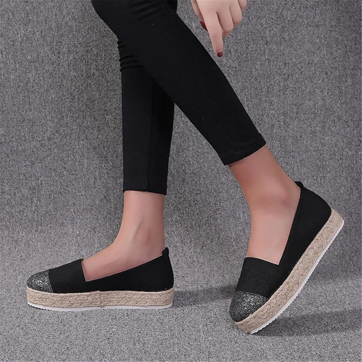 Women's Fashion Solid Casual Shoes Rope Canvas Platform Color Shoes Woven Women's casual shoes Casual Mens Walking Shoes