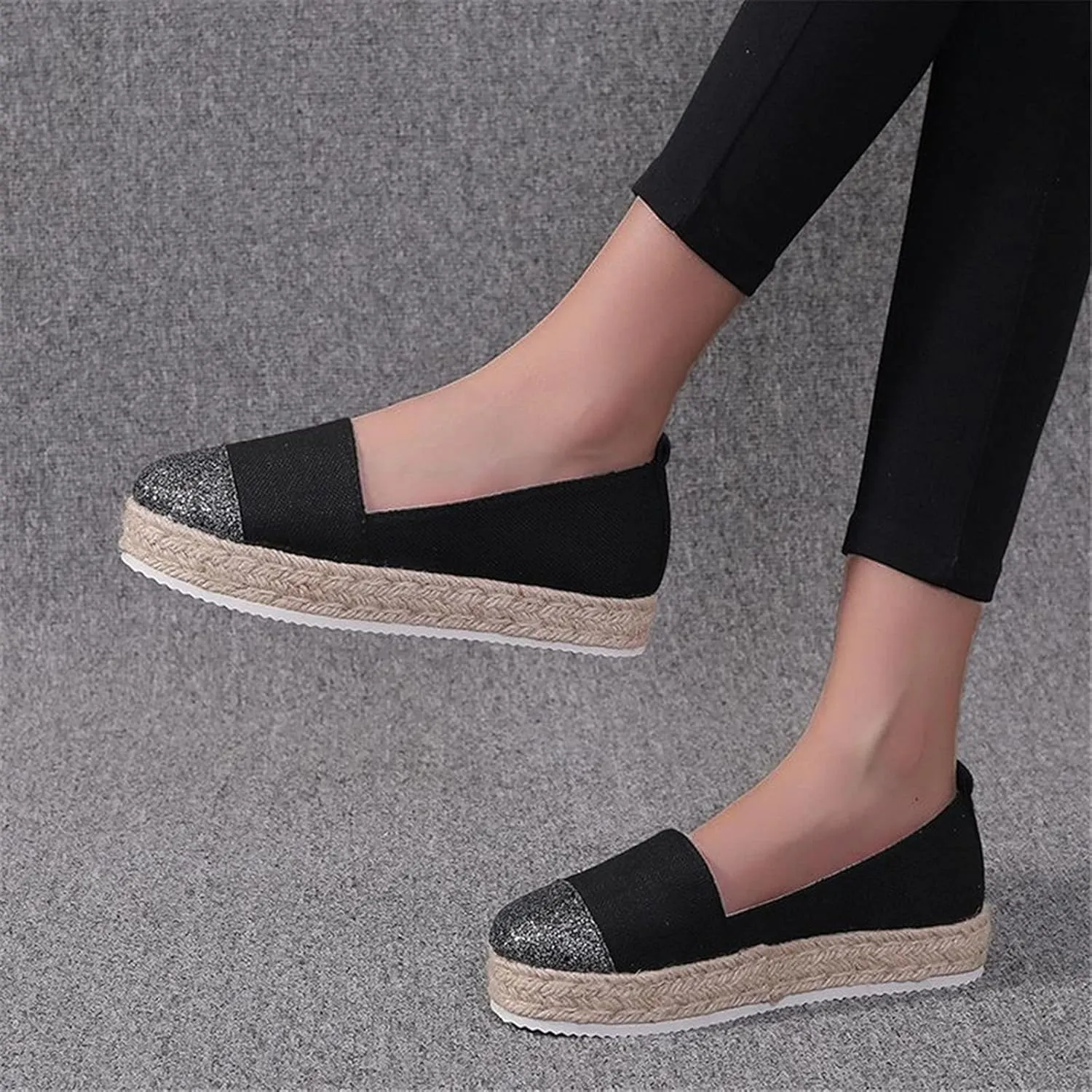 Women's Fashion Solid Casual Shoes Rope Canvas Platform Color Shoes Woven Women's casual shoes Casual Mens Walking Shoes