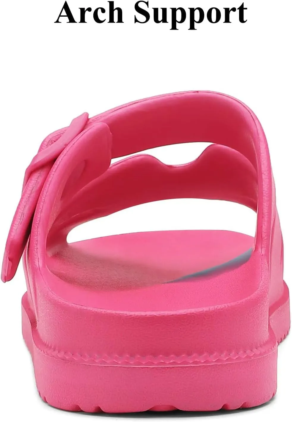 Women's Flat Sandals with Arch Support, Summer Beach Slides Adjustable Buckle, Comfort Lightweight Cushion Slip on H-Strap Sandal