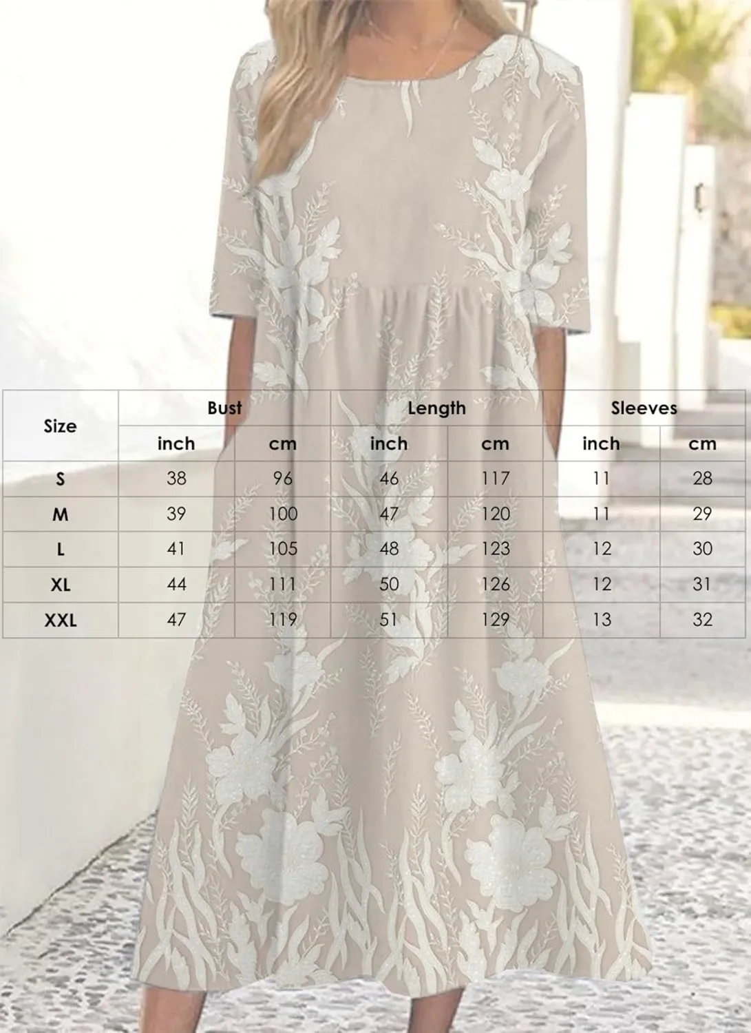 Women's Floral Crew Neck Short Sleeve Midi Dress Summer Loose Fit Garden Party Beach Vacation Dress