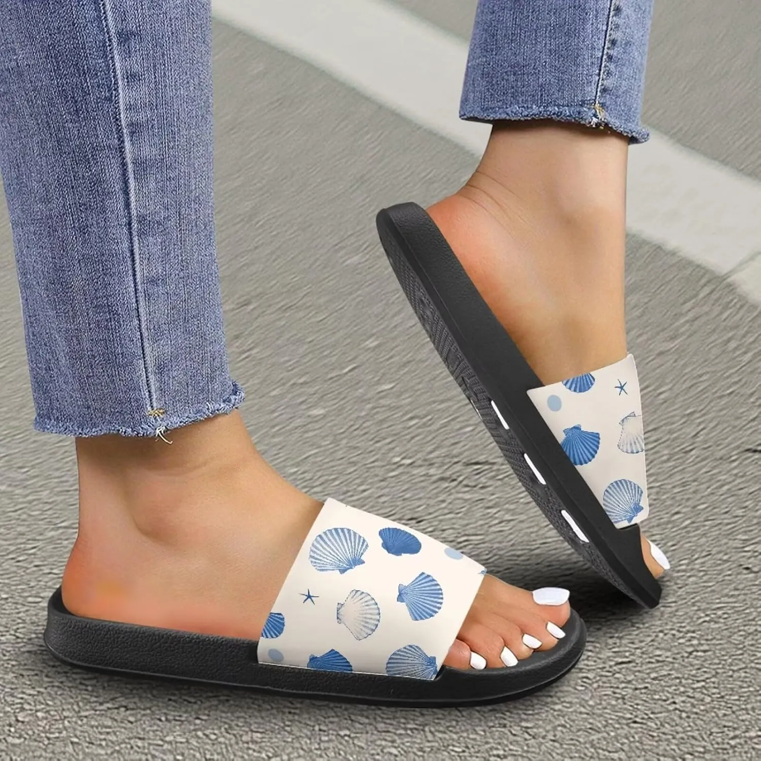 Women's Floral Printed Beach Sandals Non-Slip Soft Comfort Slide Sandals Cartoon Animal House Slippers Filp-Flops for Ladies Girls Gift for Wife Daughters Sisters Size 5-10