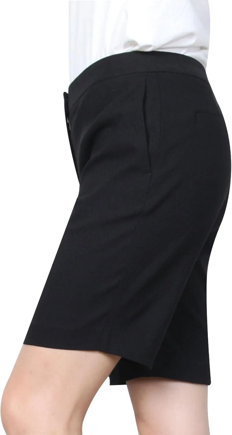 Women's Golf Shorts, 9" Stretch Casual Elegant Knee Length Hiking Shorts with Pockets for Walking Workout