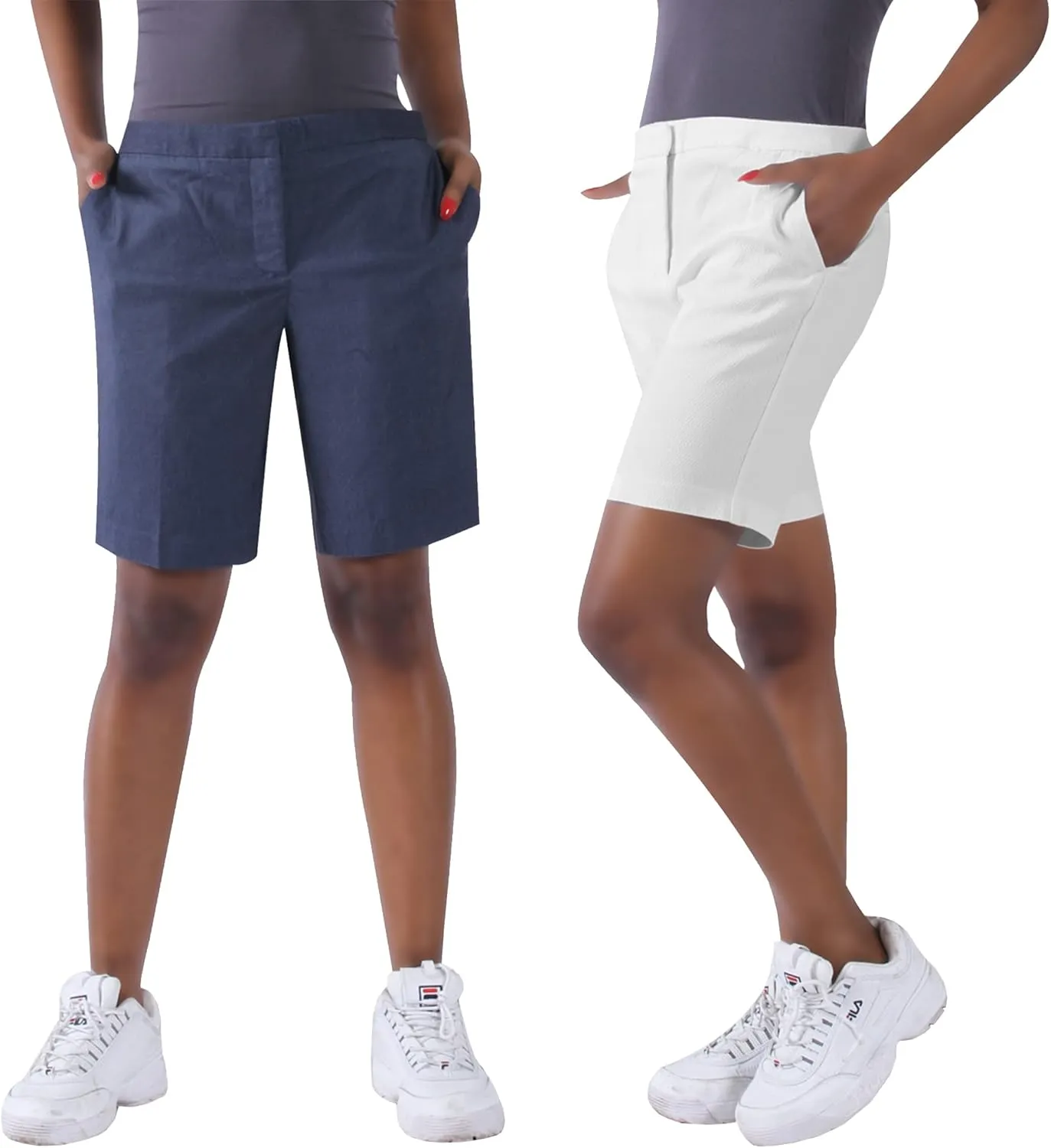 Women's Golf Shorts, 9" Stretch Casual Elegant Knee Length Hiking Shorts with Pockets for Walking Workout