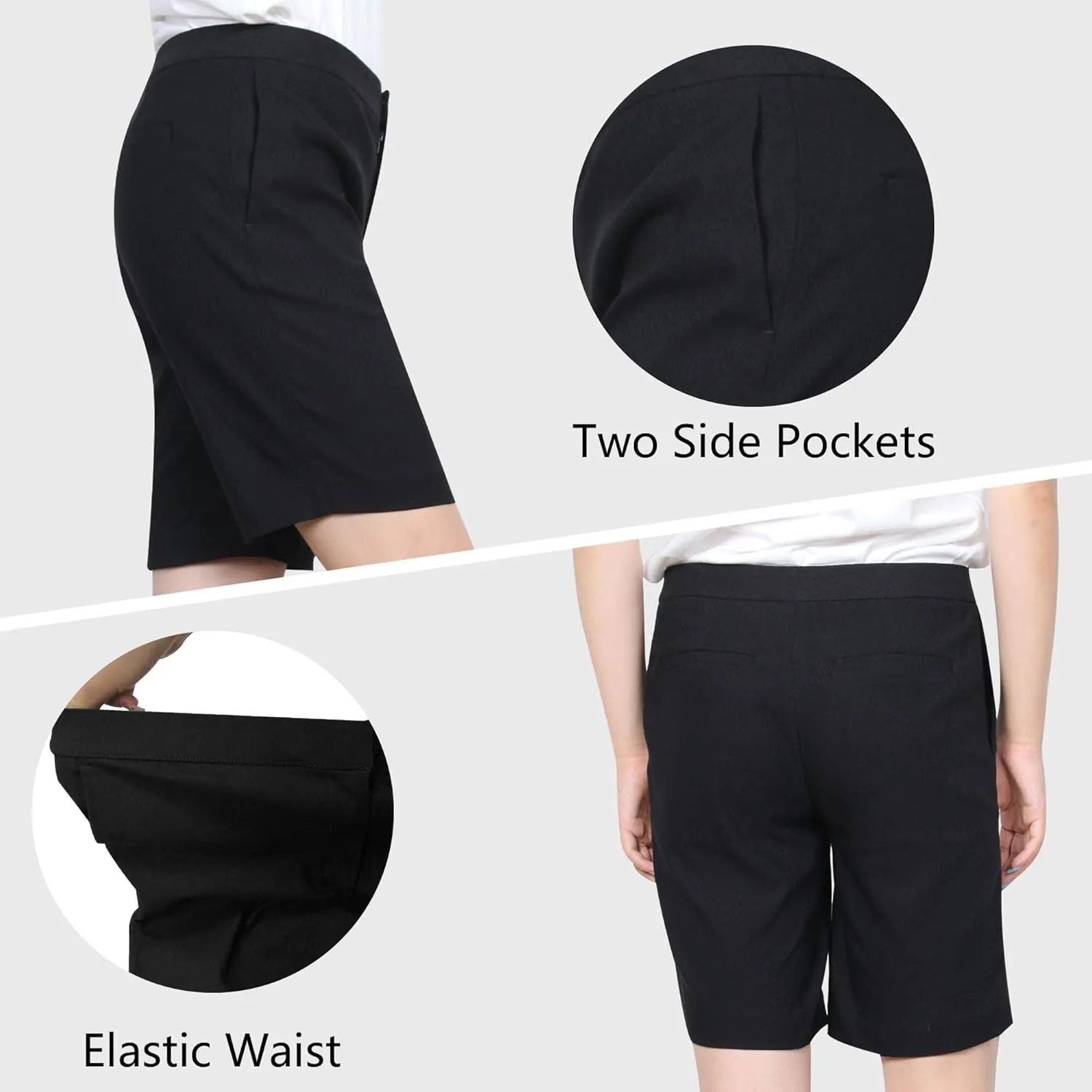 Women's Golf Shorts, 9" Stretch Casual Elegant Knee Length Hiking Shorts with Pockets for Walking Workout