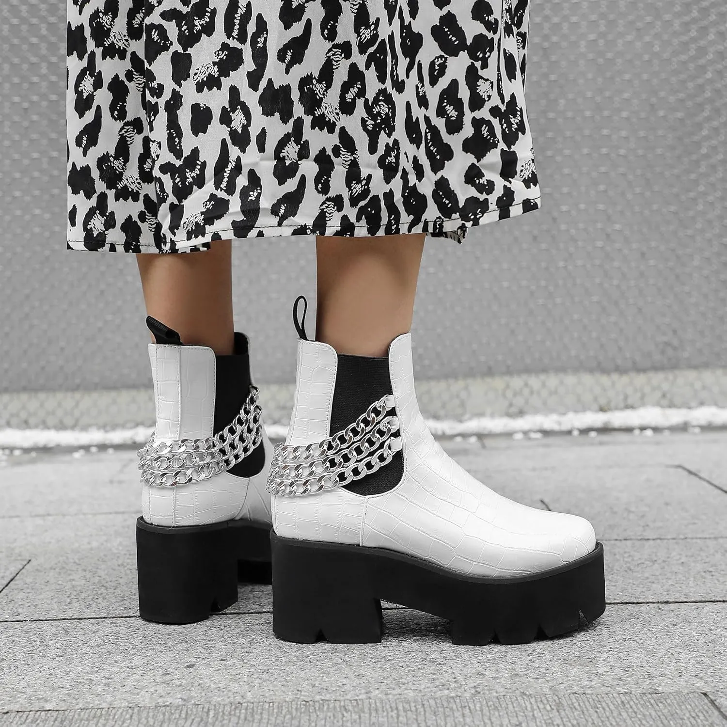 Women's Goth Platform Boots, Cosplay Gothic Combat Boots, Punk Chunky Block Ankle Booties Shoes