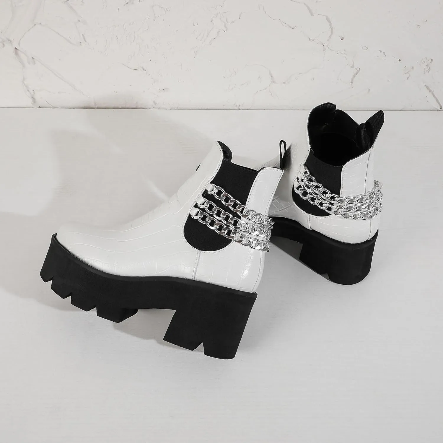 Women's Goth Platform Boots, Cosplay Gothic Combat Boots, Punk Chunky Block Ankle Booties Shoes