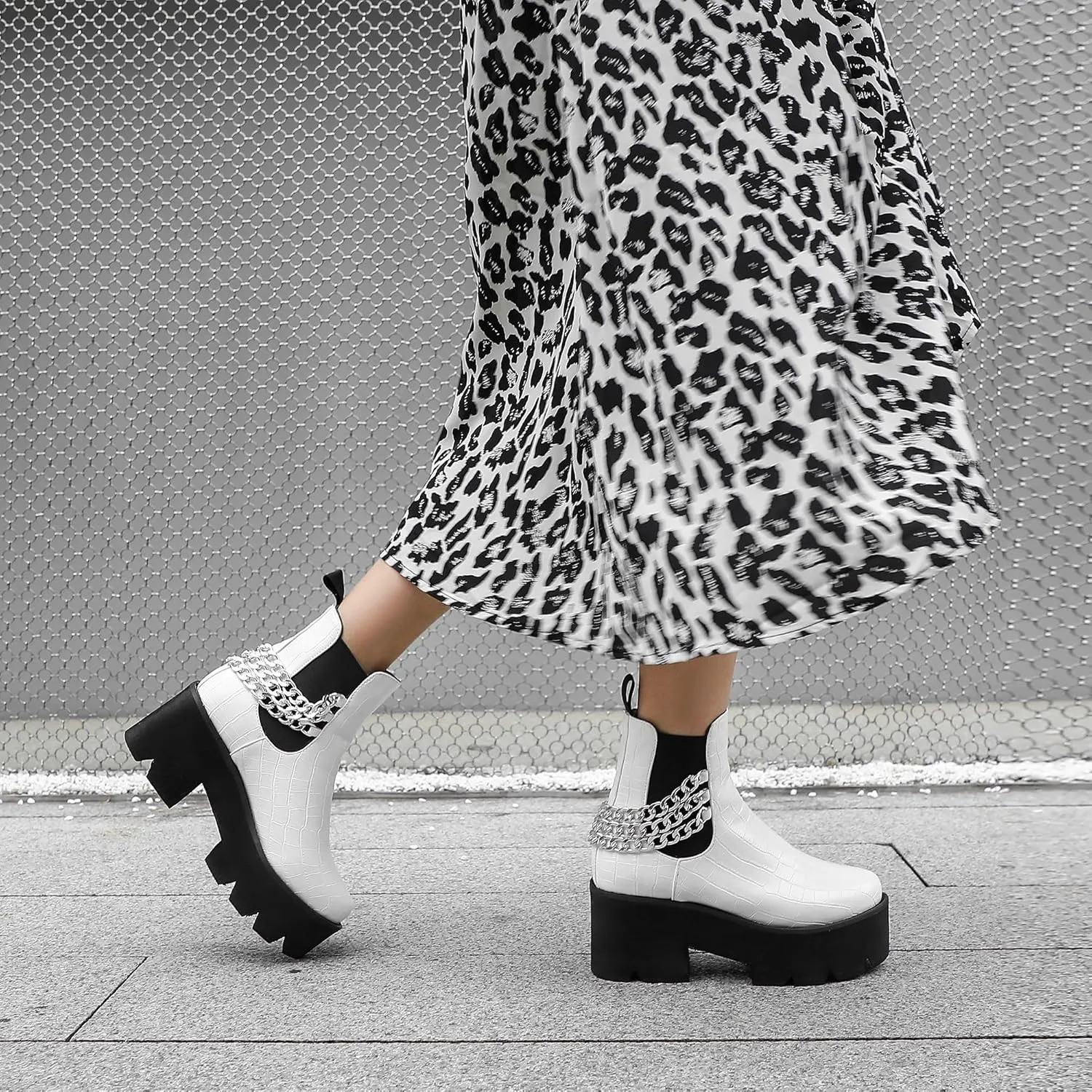 Women's Goth Platform Boots, Cosplay Gothic Combat Boots, Punk Chunky Block Ankle Booties Shoes