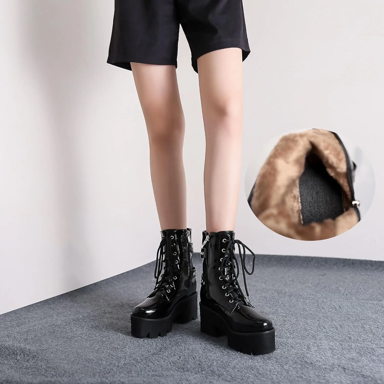 Women's Goth Platform Boots, Cosplay Gothic Combat Boots, Punk Chunky Block Ankle Booties Shoes