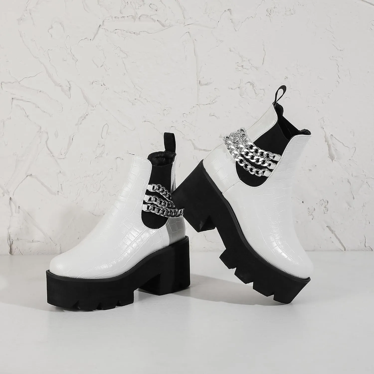 Women's Goth Platform Boots, Cosplay Gothic Combat Boots, Punk Chunky Block Ankle Booties Shoes