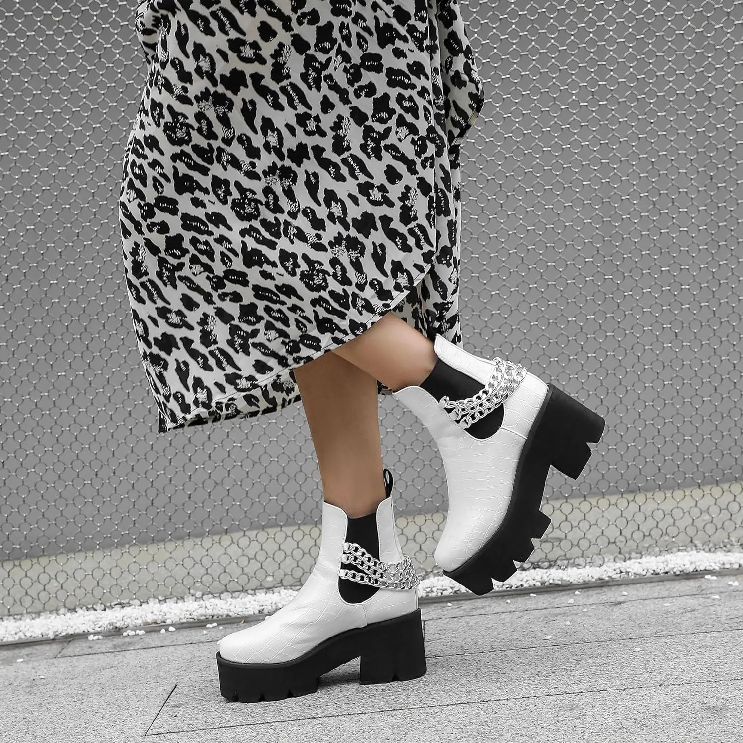Women's Goth Platform Boots, Cosplay Gothic Combat Boots, Punk Chunky Block Ankle Booties Shoes