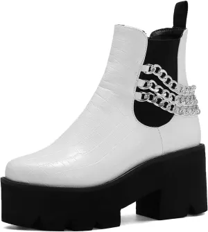 Women's Goth Platform Boots, Cosplay Gothic Combat Boots, Punk Chunky Block Ankle Booties Shoes