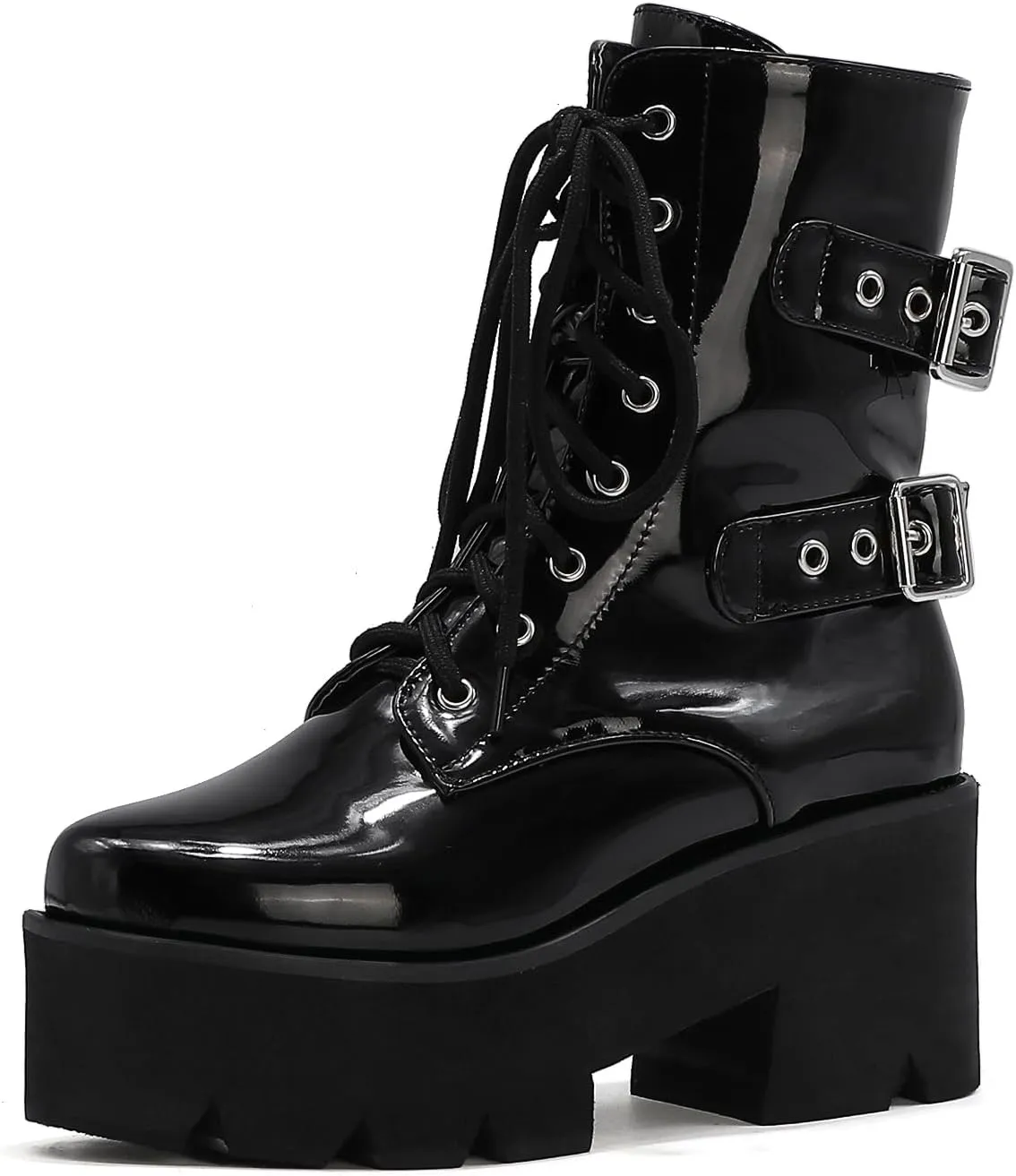 Women's Goth Platform Boots, Cosplay Gothic Combat Boots, Punk Chunky Block Ankle Booties Shoes