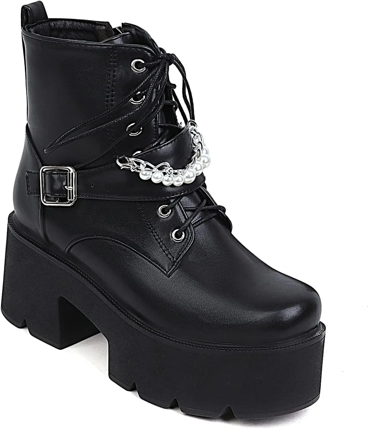 Women's Goth Platform Combat Boots, Gothic Chunky Heel Ankle Boots, Punk Fashion Booties