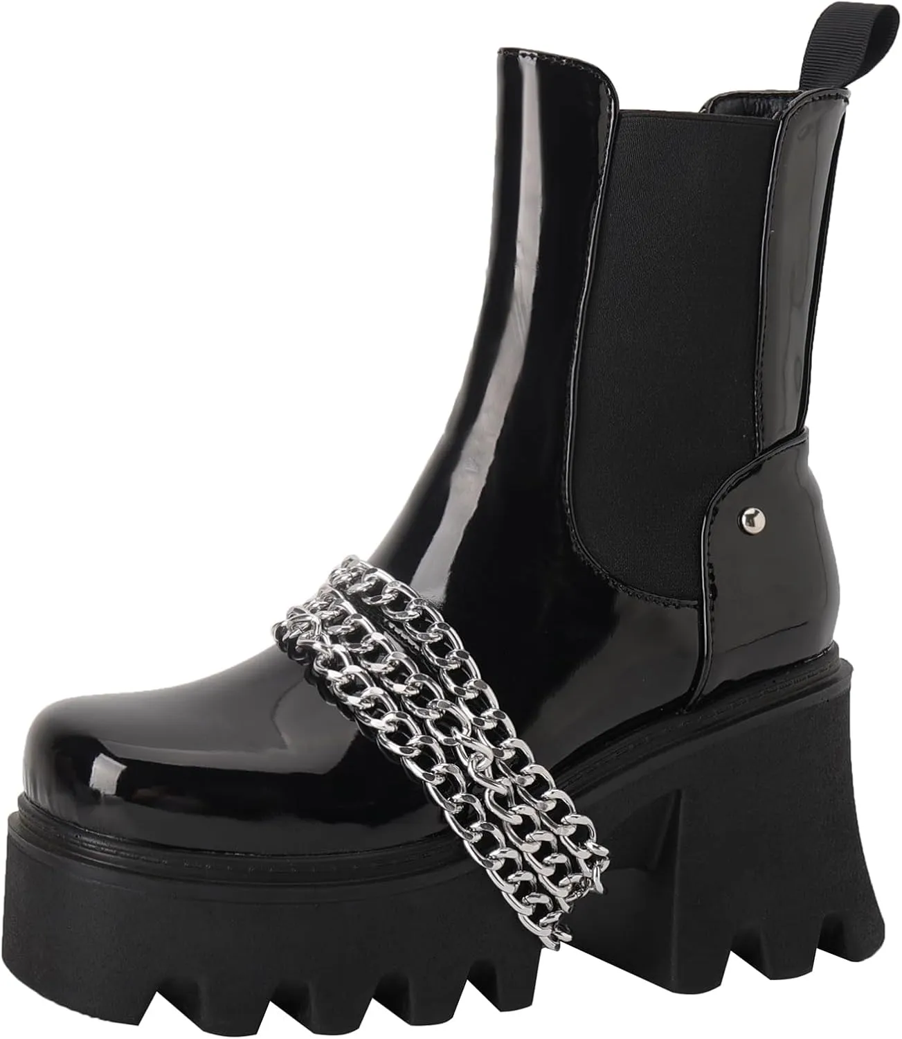 Women's Goth Platform Combat Boots, Gothic Chunky Heel Ankle Boots, Punk Fashion Booties