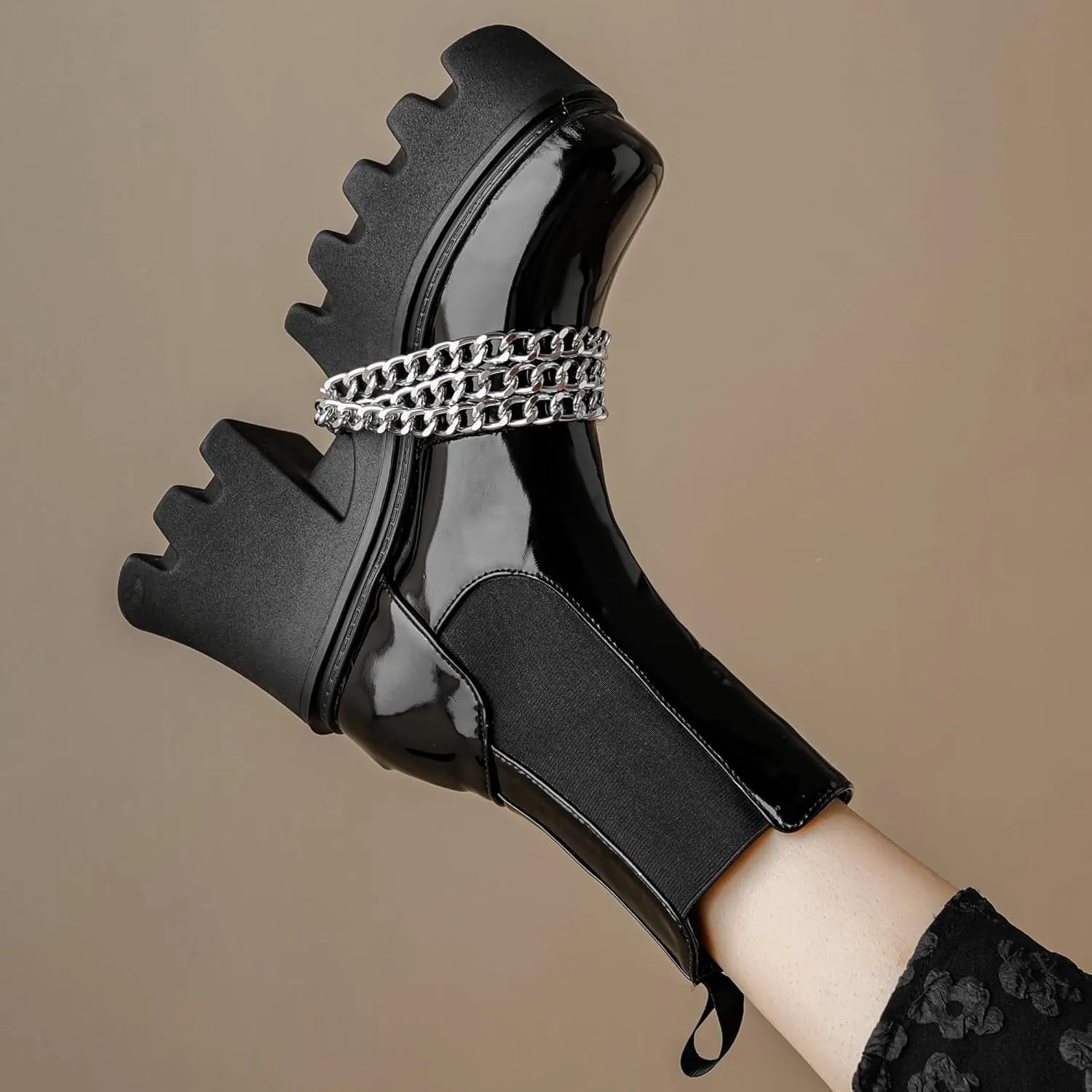 Women's Goth Platform Combat Boots, Gothic Chunky Heel Ankle Boots, Punk Fashion Booties