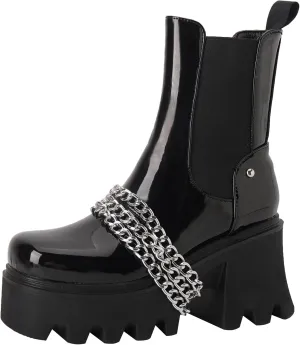 Women's Goth Platform Combat Boots, Gothic Chunky Heel Ankle Boots, Punk Fashion Booties