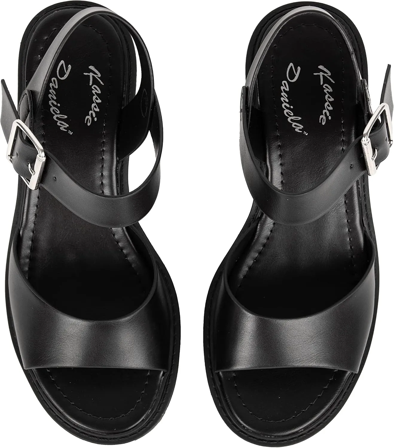 Womens Heeled Sandal Open Toe One Band Lug sole Block Ankle Strap Platform ANGELA
