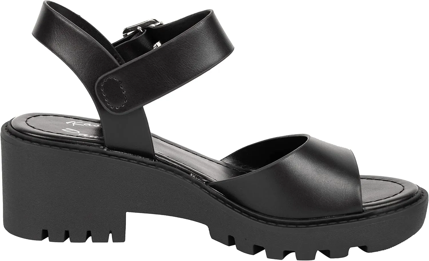 Womens Heeled Sandal Open Toe One Band Lug sole Block Ankle Strap Platform ANGELA