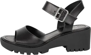 Womens Heeled Sandal Open Toe One Band Lug sole Block Ankle Strap Platform ANGELA
