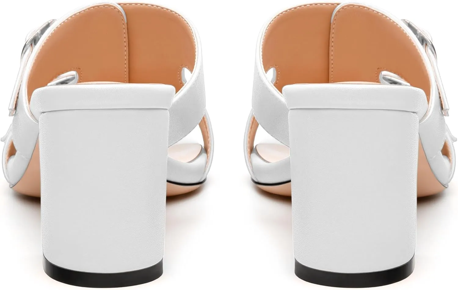 Women's Heeled Sandals, Round Open Toe Mid Chunky Heel, Buckle Fashion Slide Sandal for Wedding Party Daily Dressy