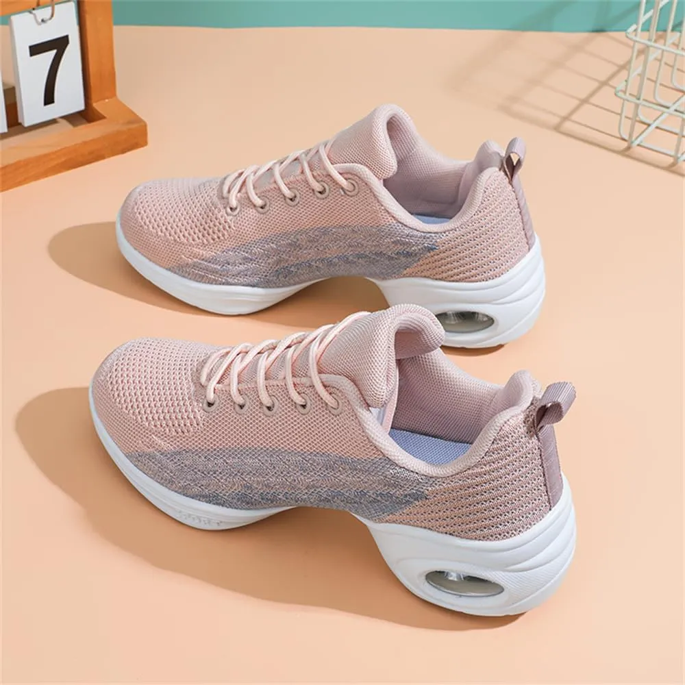 Women's Jazz Shoes Lace-up Sneakers Modern Dance Shoes Cushion Platform Walking Dance Shoes