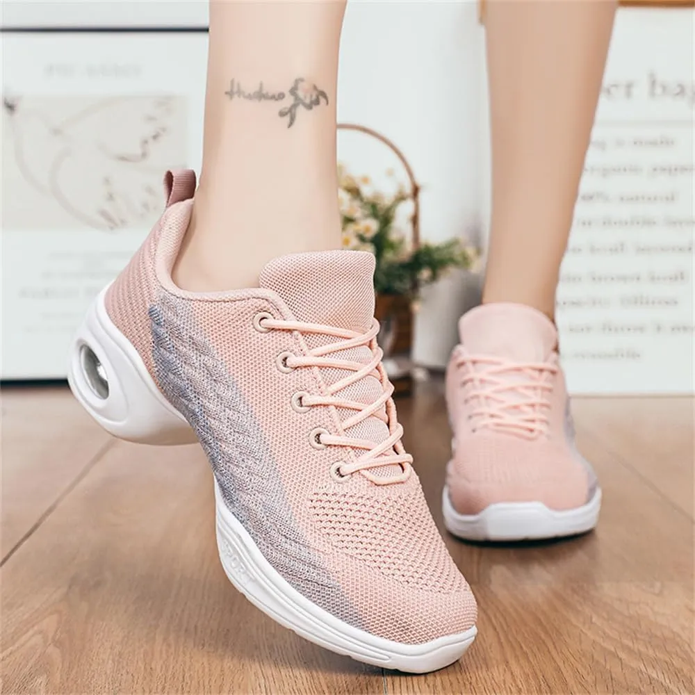 Women's Jazz Shoes Lace-up Sneakers Modern Dance Shoes Cushion Platform Walking Dance Shoes