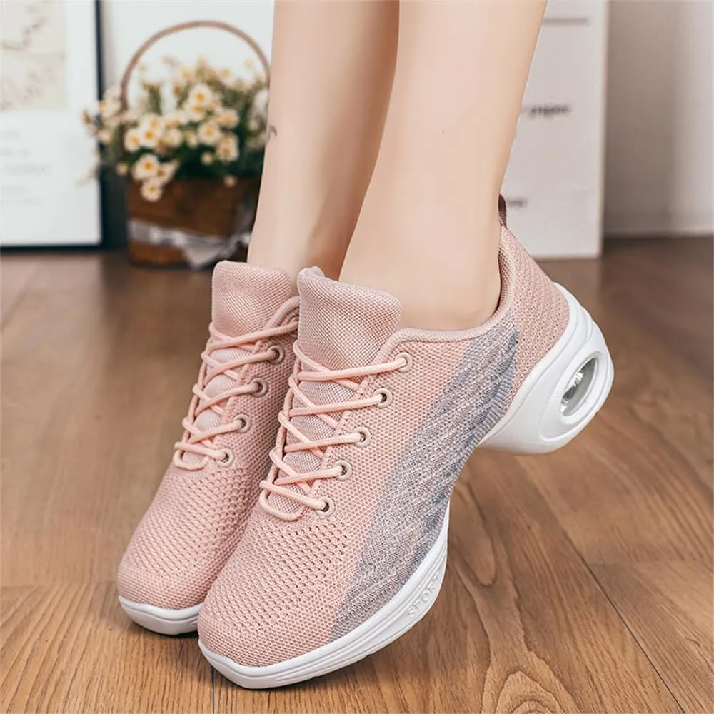 Women's Jazz Shoes Lace-up Sneakers Modern Dance Shoes Cushion Platform Walking Dance Shoes
