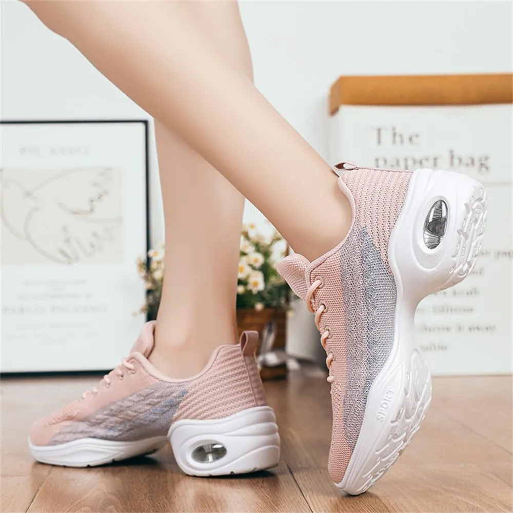 Women's Jazz Shoes Lace-up Sneakers Modern Dance Shoes Cushion Platform Walking Dance Shoes