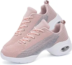 Women's Jazz Shoes Lace-up Sneakers Modern Dance Shoes Cushion Platform Walking Dance Shoes