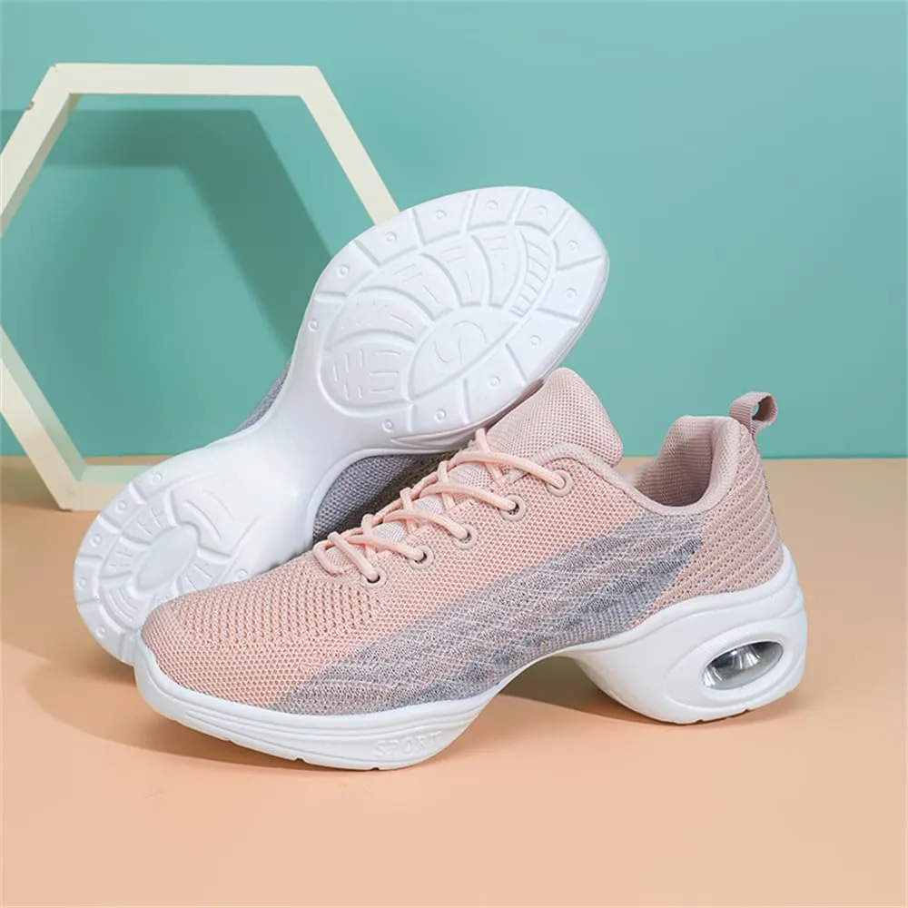 Women's Jazz Shoes Lace-up Sneakers Modern Dance Shoes Cushion Platform Walking Dance Shoes
