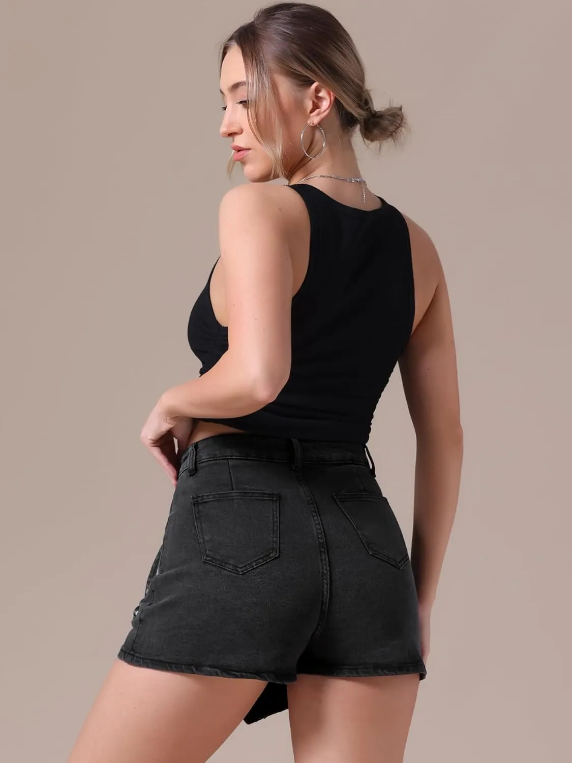 Women's Jean Skort High Waisted Western Summer Asymmetrical Denim Cargo Skirt Shorts