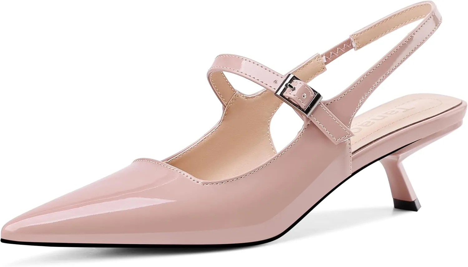 Womens Kitten Heels Closed Toe Pointed Toe Elastic Slingback Heels Women Pumps Wedding Dress Shoes