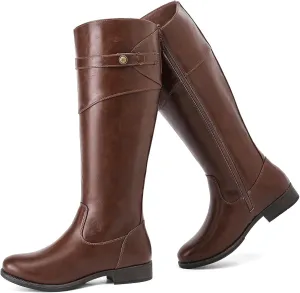 Women's Knee High Boots Wide Calf Comfortable Riding Combat Flat Boots and Fashionable for Fall and Winter Wear for Women.