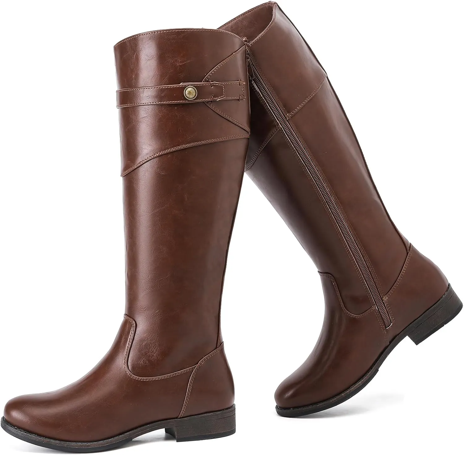 Women's Knee High Boots Wide Calf Comfortable Riding Combat Flat Boots and Fashionable for Fall and Winter Wear for Women.