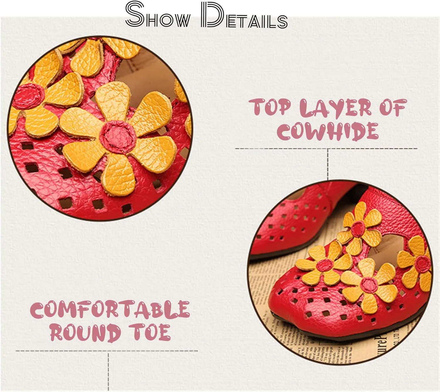 Women's Leather Hollow Chunky Heel Mules, Fashionable Retro Floral Closed Wide Toe Block Heel Pumps Sandals, Comfortable and Breathable Walking Backless Loafers Suitable for Work Walking