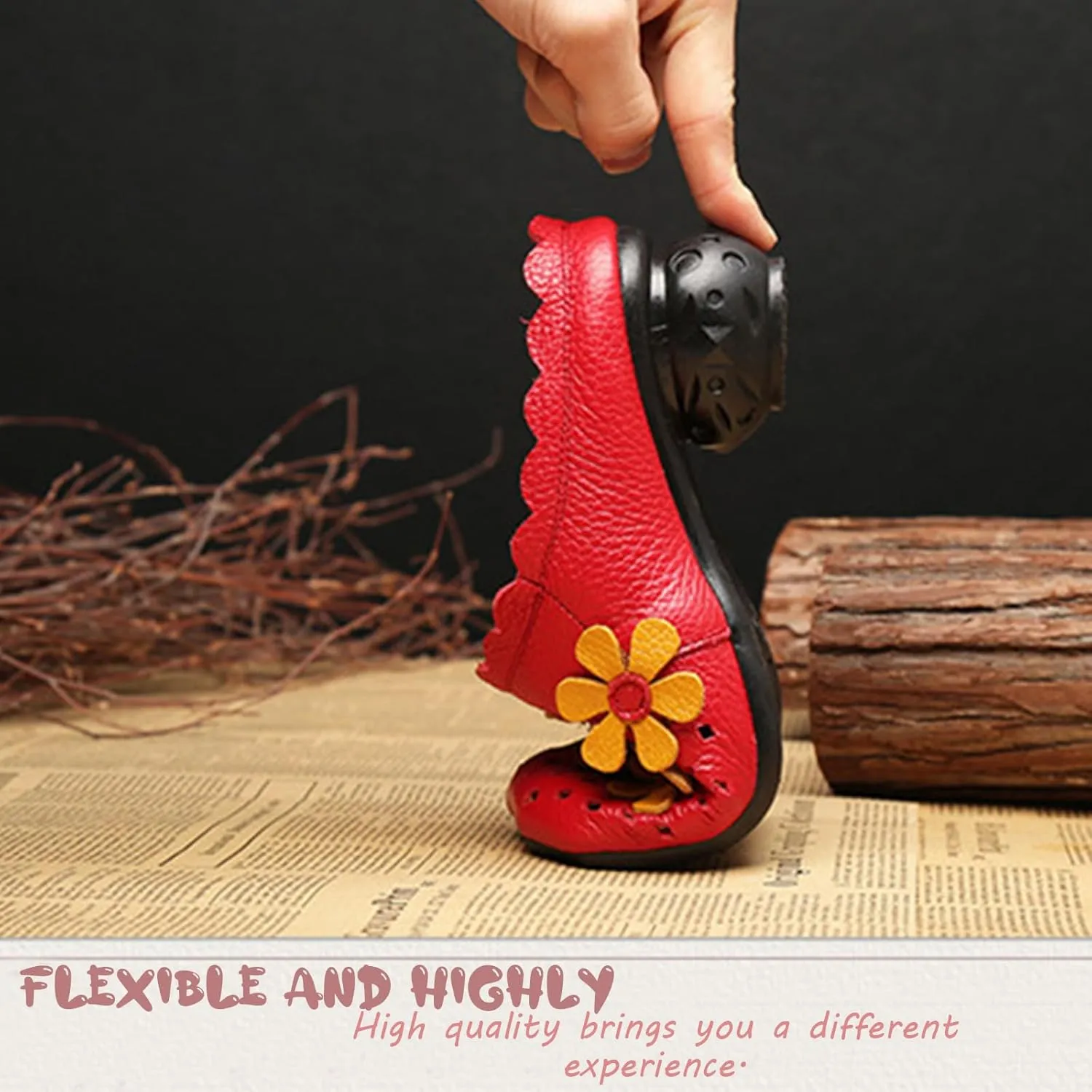 Women's Leather Hollow Chunky Heel Mules, Fashionable Retro Floral Closed Wide Toe Block Heel Pumps Sandals, Comfortable and Breathable Walking Backless Loafers Suitable for Work Walking