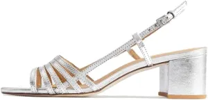 Women's Metallic Heeled Sandals Square Open Toe Gladiator Chunky Block Heels Ankle Strap Sandal for Wedding Party Daily Wear