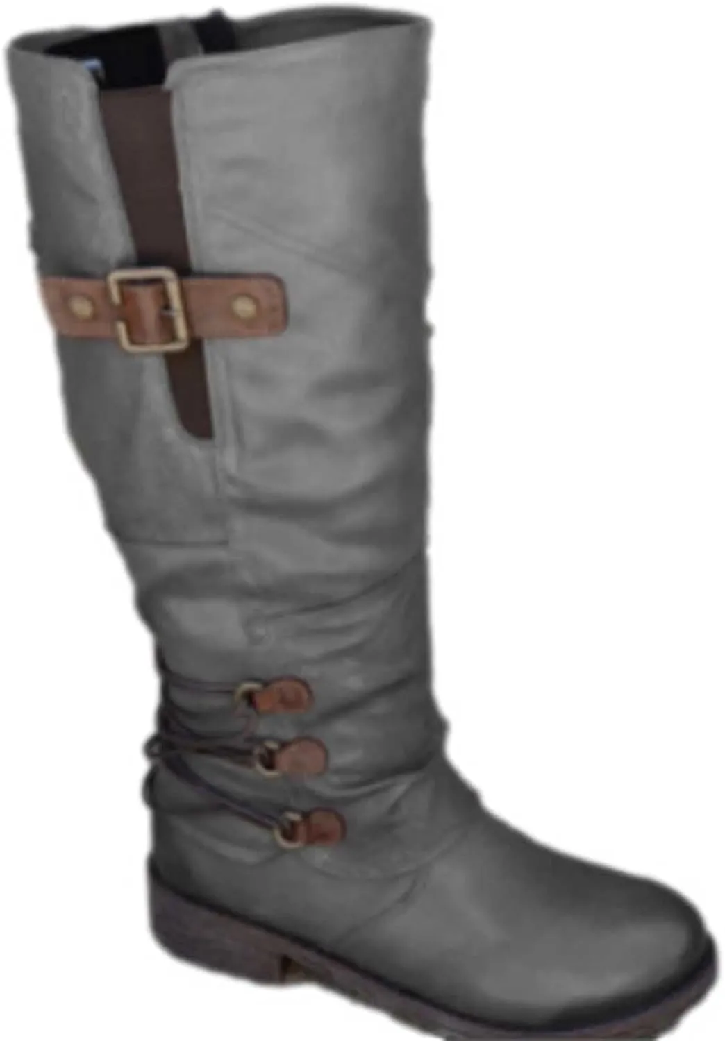 Women's Mid Calf Dress Boots Biker Boots Zipper Round Toe Chunky Low Heel Combat Riding Fashion Winter Boots