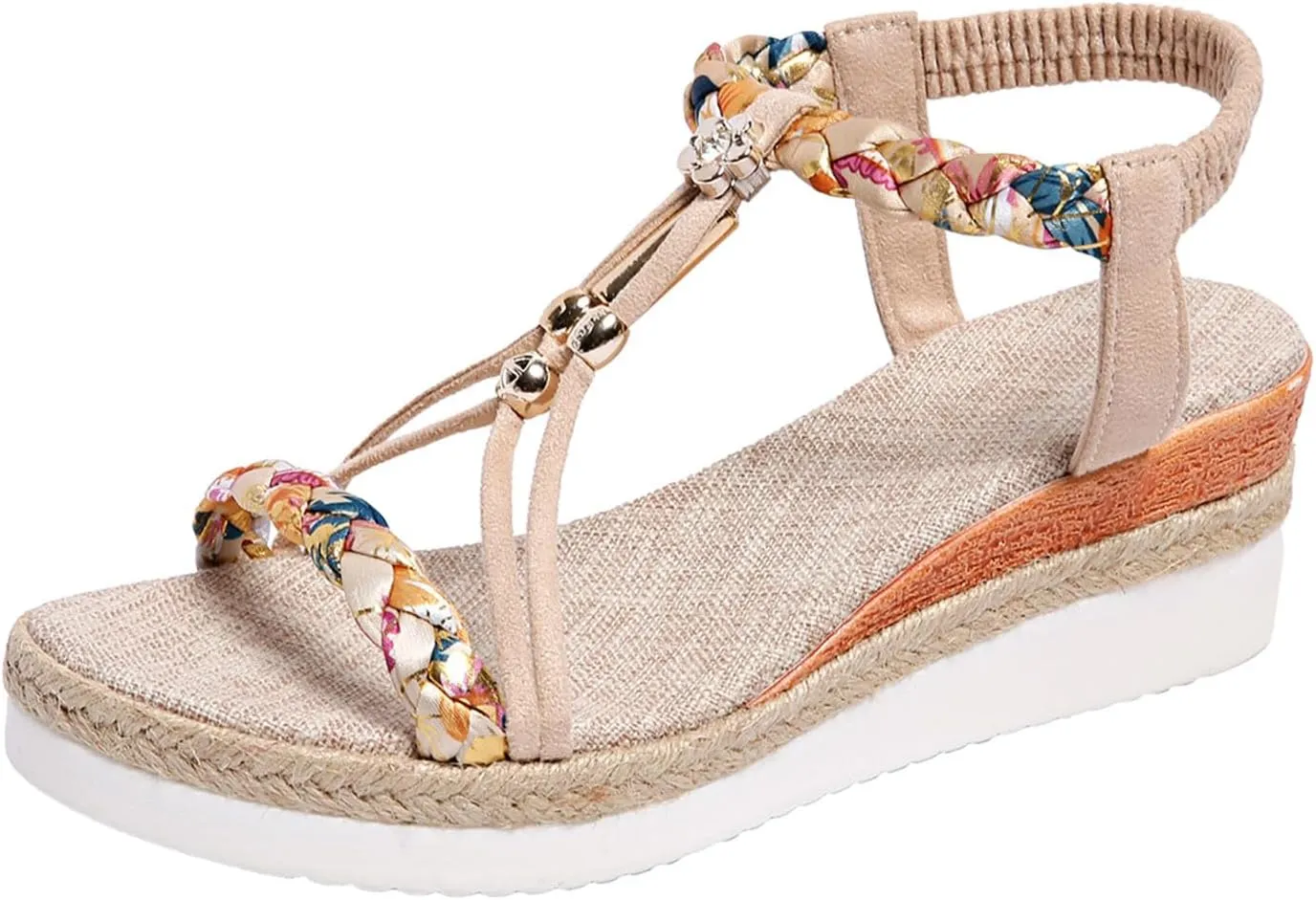Womens Open Toe Elastic Ankle Strap Casual Sandals Dressy Summer Wedge Shoes Flatform Espadrille Heels 2025