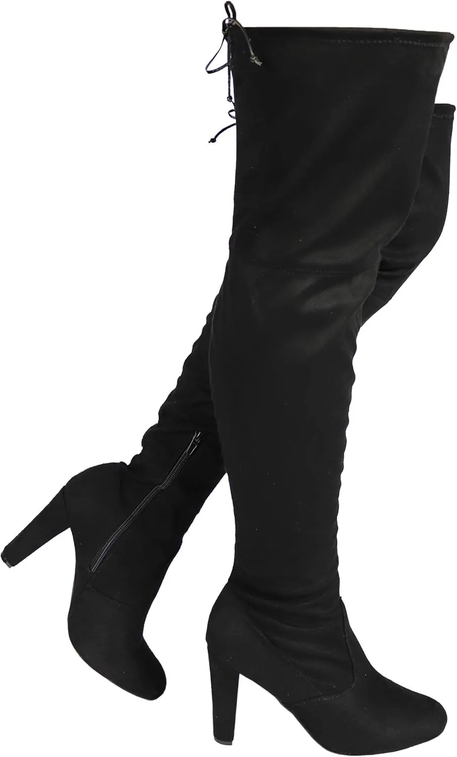 Women's Over The Knee Boot - Sexy Wide Calf - Wide FIT - Thigh High Pullon Boot - Trendy Block Heel Shoe - Comfortable Boot